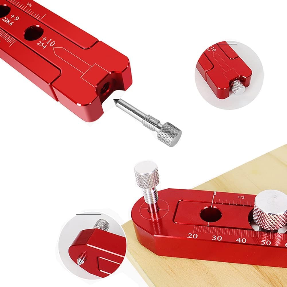 165 mm Puidutöö kompassi skript, puidutöö skripti gabariit, kohandatav metrikaarjoonis Reegli kirjutamine Circle Ruler Marking Gauge Circle Marking Tool (Punane)