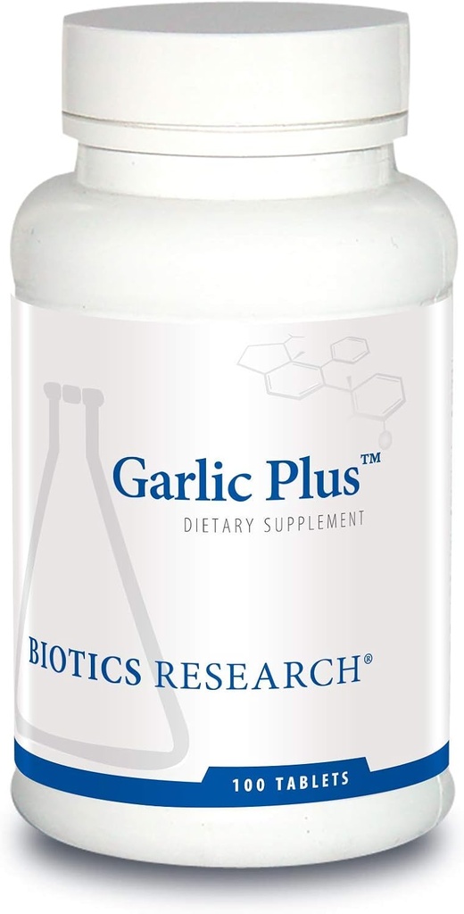 Biotics Research küüslauk Plus puhas küüslaugu kontsentraat Plus C-vitamiin ja klorofülliinid, toetab südame-veresoonkonna tervist, immuunfunktsiooni, tugevat antioksüdanti 100 tabletti