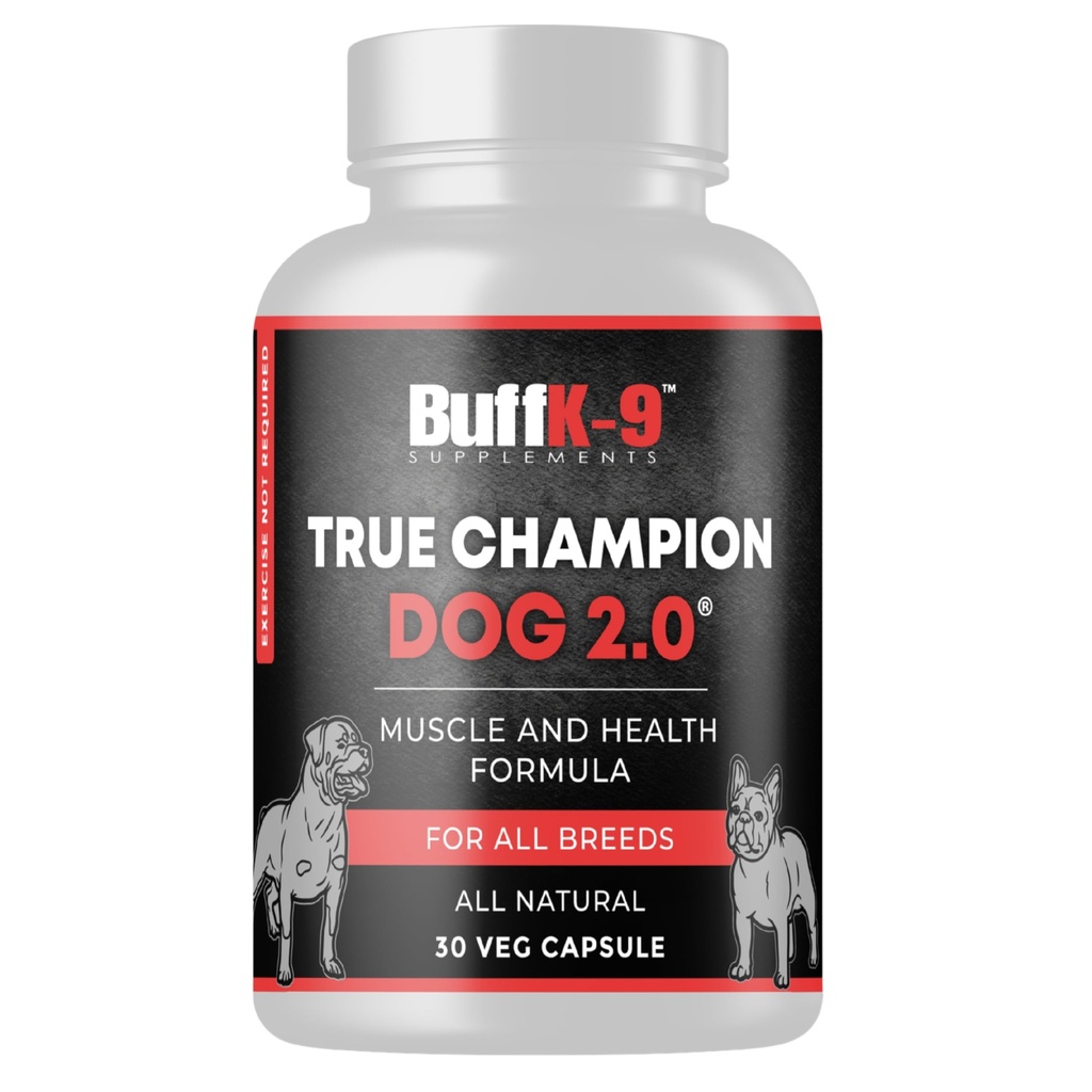 BuffK-9 True Champ 2.0 Lihasteehituse lisand koertele, koerte tugikapslid vitamiin B6 B12 Ashwagandha folaat lihaste, luude ja liigeste toetamiseks, 30 Veg kapslit