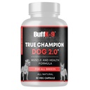 BuffK-9 True Champ 2.0 Lihasteehituse lisand koertele, koerte tugikapslid vitamiin B6 B12 Ashwagandha folaat lihaste, luude ja liigeste toetamiseks, 30 Veg kapslit
