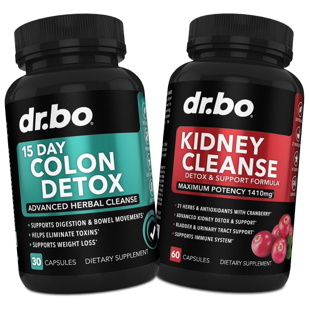 Colon & Kidney Cleanse Detox Support Supplement - 15-päevane soolepuhastamise pillid ja probiootikum puhumiseks ja igapäevane soole liikumine Flush - aitab toetada neerude, põie ja kuseteede tervist
