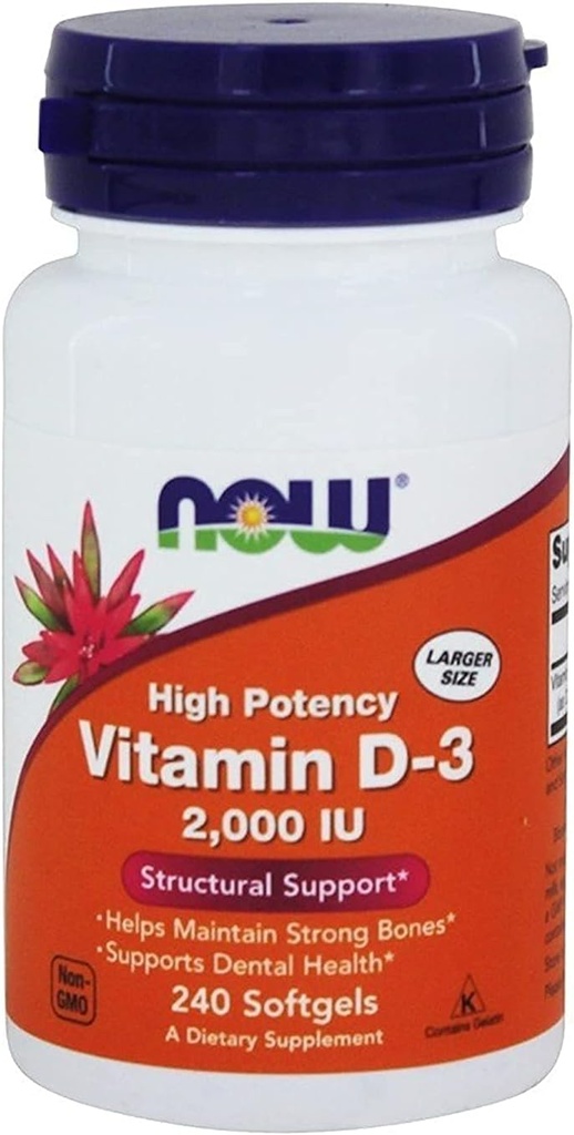 Nüüd toidud, (2 pakendit) D-3 vitamiini kõrge potents, 2000 IU, 240 Softgels