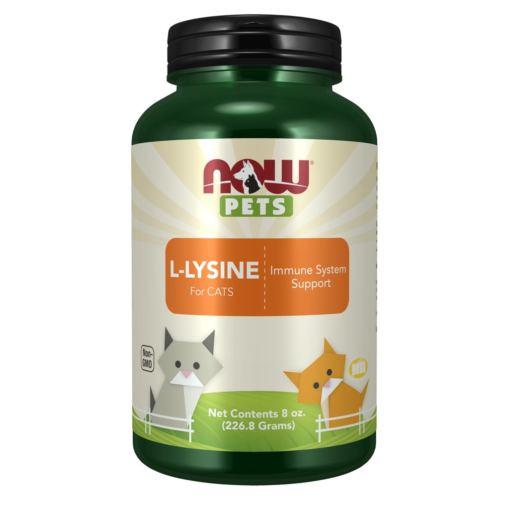 NOW Pet Health, L-Lysine Supplement, pulber, formuleeritud kassidele, NASC sertifitseeritud, 8-kordne