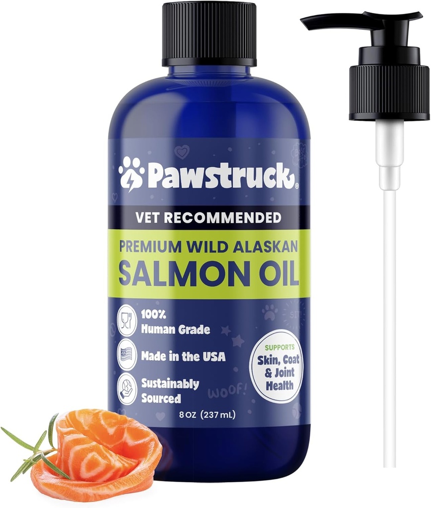 Pawstruck Pure Human-Grade Wild Alaska lõheõli koertele ja kassidele - Omega 3 & 6, ekstra tugevuse täiendus, EPA DHA rasvhapped immuunsuse toetamiseks