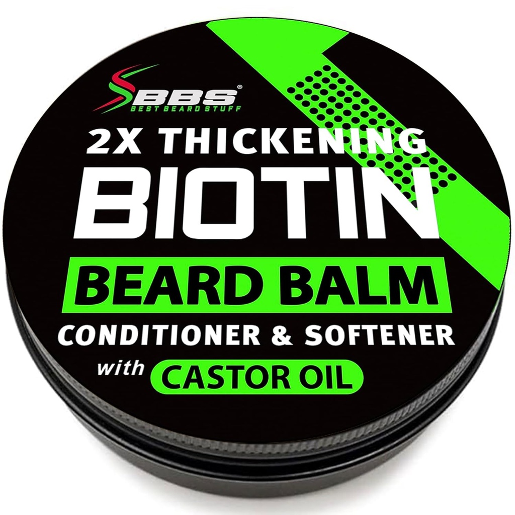 Biotin Beard Balm meestele - 2X paksenemine habemele ja vuntsile - orgaaniline vuntsvaha koos kastoorõli ja vahtvahuga - Näo karvade kasvu palsami kastmine