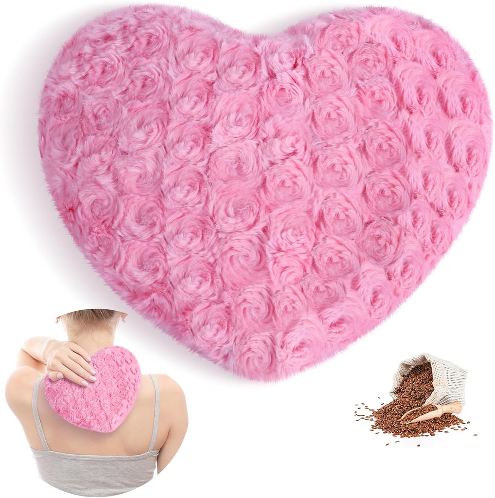 Atsuwelli mikrolainekütte padi, mitmeotstarbeline soe niiske kuumapadi, kohev mikrolaineahju soojuspadi krampide, liigeste, kaela, niiske soojuskompress rahustava lihasrõhu ja lõõgastuse jaoks, roosa