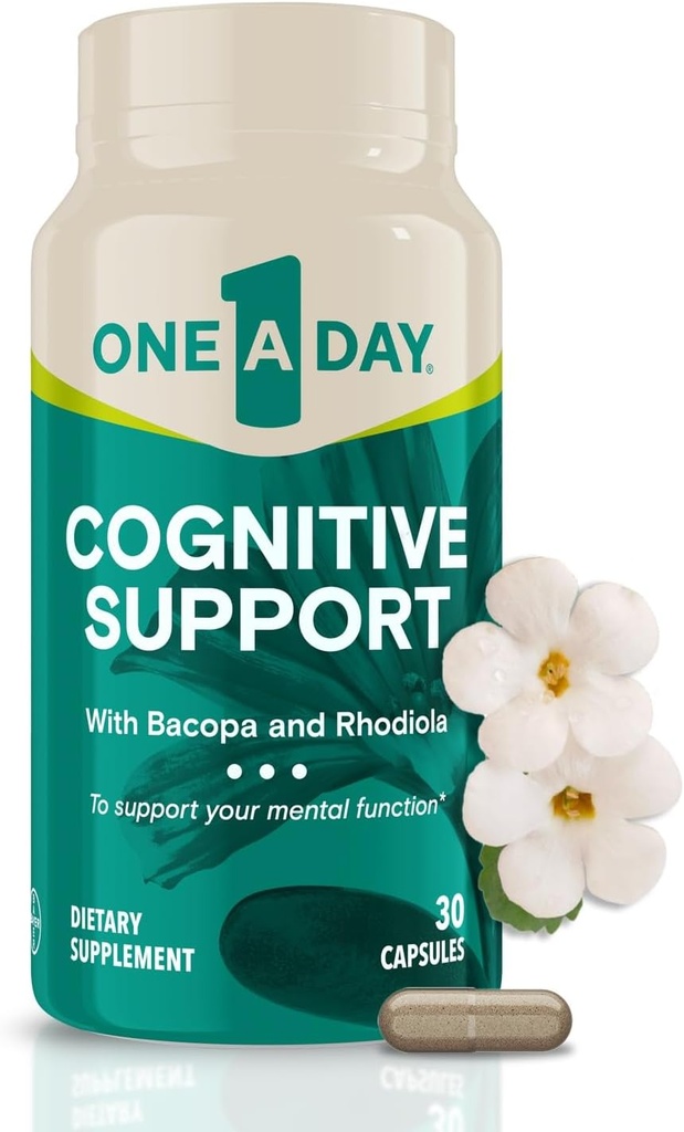 Üks päev kognitiivne täiendus - aju täiendus, mis toetab Bacopa meeste ja naiste kognitiivset jõudlust. Sisaldab ka Rhodiola, & Holy Basil, 30 kapslit (pakendamine võib varieeruda)