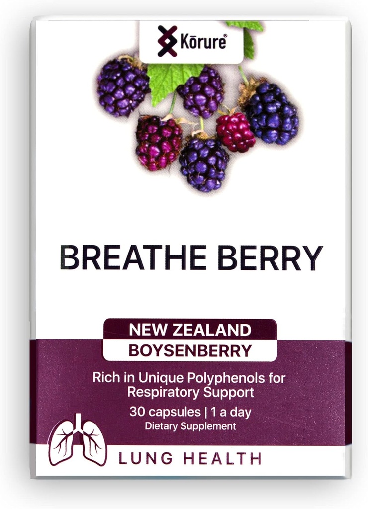 Hinga Berry Boysenberry Natural Tervislik Kopsude täiendus, toetab rindkere ummistumist, lima ja suurendab üldist hingamisteede heaolu Tervislik Kopsude täiendus