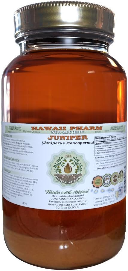 Kadaka alkoholivaba vedelik ekstrakt, orgaaniline kadakas (Juniperus Monosperma) Kuivatatud Berry Glycerite Hawaii Pharm Looduslik taimsete täiendada 32 oz filtreerimata