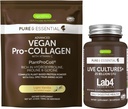 Live Cultures+ Lab4 probiootikumid + Vegan Vanilla kollageenvalgu pulber Vegan Bundle, täielik kollageeni võimendav valem + 25 miljardit CFU probiootikum mitte-puhutava prebiootikumiga, Igennus