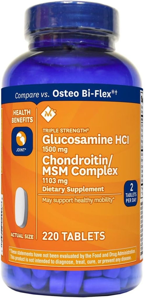 Liikme Mark Triple Tugevus Glükoosamiin 1500mg & kondroitin MSM 1288mg tabletid (1 pudel (220 tabletti))