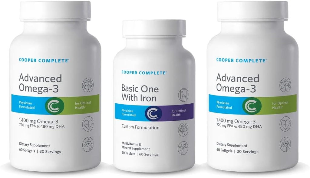 Cooper Complete - Põhiline üks multivitamiin rauaga - igapäevane multivitamiin ja mineraaltoitaine Plus kalaõli lisand - 60 päeva pakkumine