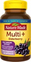 Nature Made Multi + Elderberry kapslid, multivitamiini naistele ja meestele Daily Immune Support, naised, üks päev Naiste vitamiinid, 60 Count, Brown, Pack of 1, (HL000220)