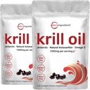 2 Pack Antarktika krillõli täiendus, 1000mg per Serving, 120 Soft-Gels igaüks, rikas Omega-3s, EPA, DHA & Astaksanthin, toetab aju tervist, Premium Krill õli kapslid Vedelad Softgels