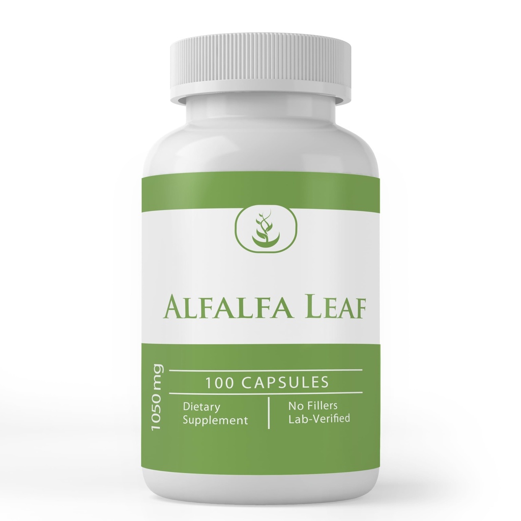 Puhas originaalkoostisosa Alfalfa Leaf (100 kapslit) Alati puhas, ei lisaaineid ega täiteaineid, Lab kontrollitud