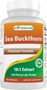 Best Naturals Sea Buckthorn Oil Powder Extract 10: 1 500 mg 240 Kapslid - Non-GMO, Gluteenivaba - Sisaldab Looduslikult Omega-7 Palmetoleiinhapet