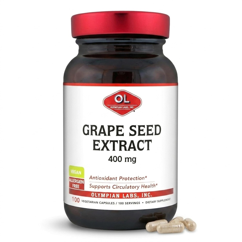 Olympian Labs Viinamarjaseemne ekstrakt 400mg Vegan Kapslid | Toetab Südame Ja Immuuntervise, Antioksüdant - 100 Count