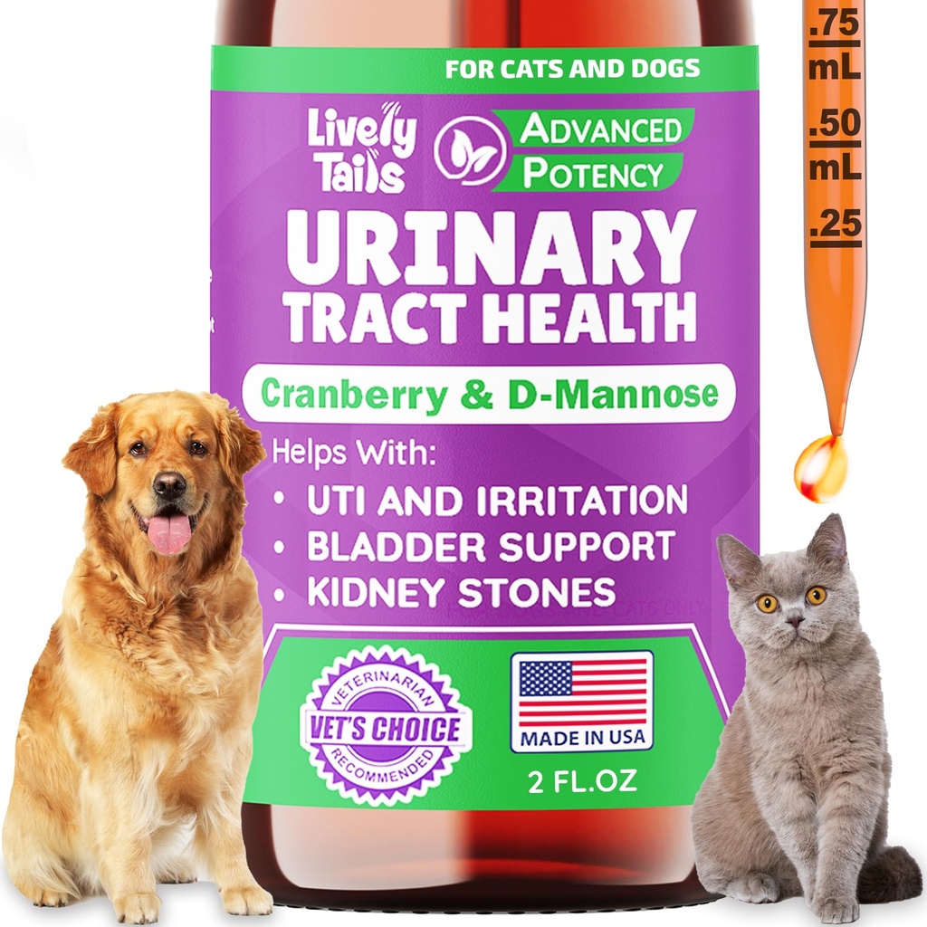 Natural Dog & Cat UTI ravi Cranberry & D-Mannoosiga, põis, neerud, kusepidamatuse tugi, tervislik kuseteede koertele, parim kassi kuseteede infektsiooni ravi, kergesti kasutatavad tilgad, 2 oz