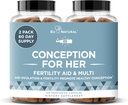 Conception Fertility Supplements for Women – Aids Ovulation, Hormonal Balance, & Regular Cycles – Prenatal Vitamin Support with Myo-Inositol, Folate, Folic Acid, Vitex – 120 Vegetarian Soft Capsules