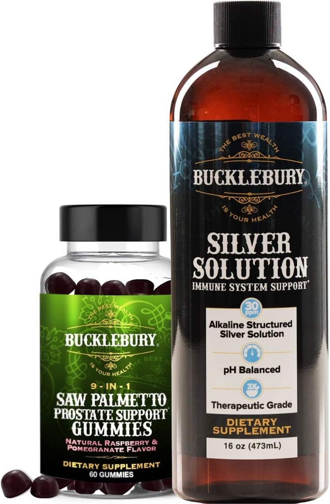 BUCKLEBURY Saw Palmetto eesnäärme kummikud ja struktureeritud vedel hõbelahendus 30 ppm