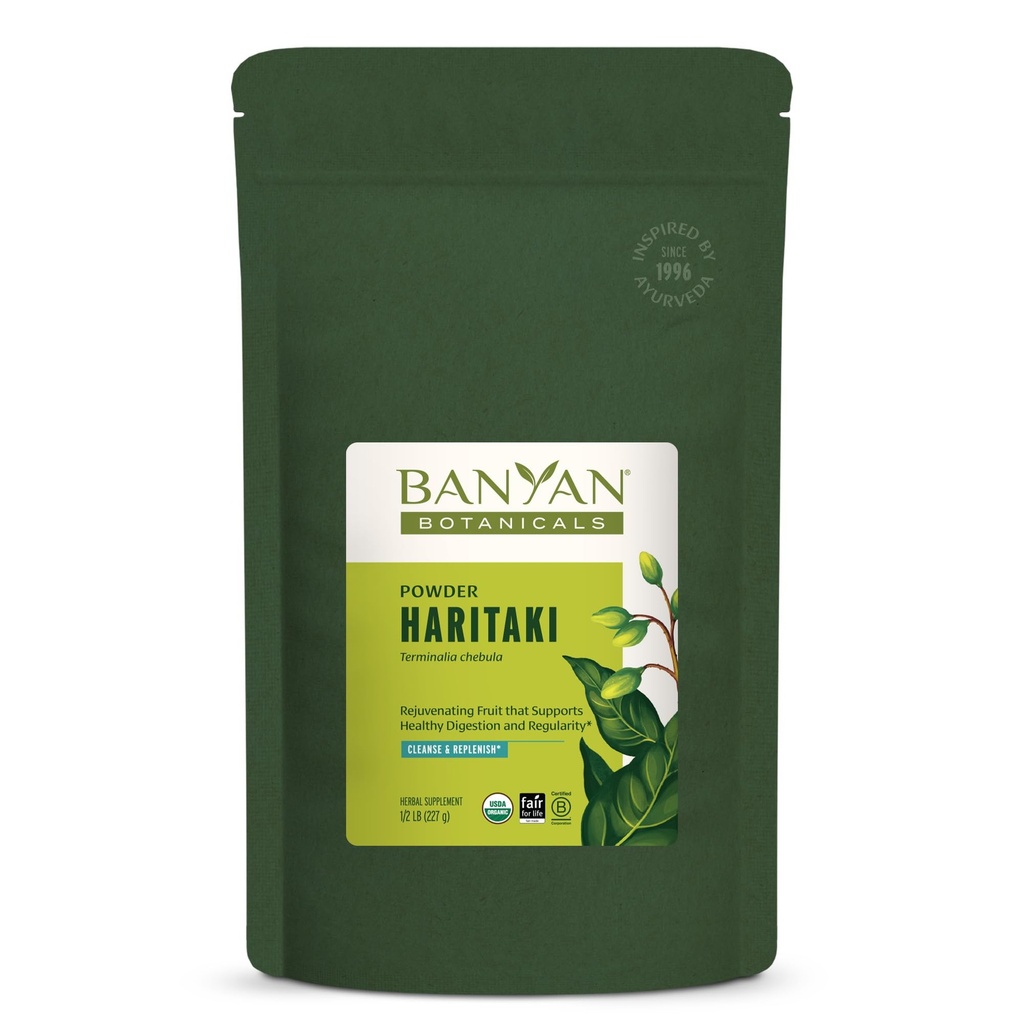 Banyan Botanicals Haritaki Powder - Certified Organic, 1/2 Nael - Terminalia chebula - Detoxification & Rejuvenation * - Organic, Vegan, Non-GMO, Gluteenivaba, Certified Fair for Life Fair Trade