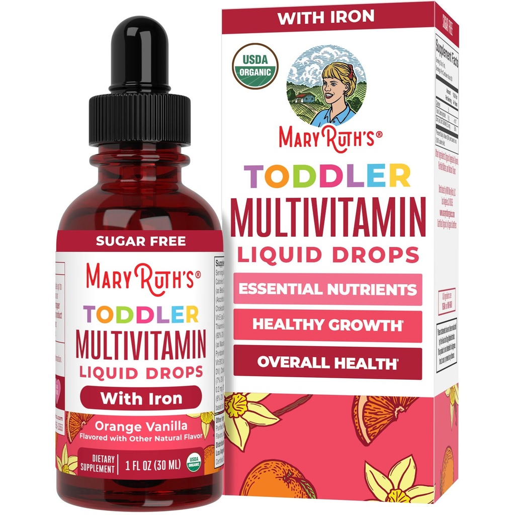 MaryRuth Organics CoComelon Toddler Kids Multivitamiin rauaga | Immuunsüsteemi tugi | Väikelaste vitamiinid | USDA orgaaniline | Suhkruvaba | Multivitamiini Vedelad tilgad lastele vanuses 1-3 | Vegan | 1 Fl Oz