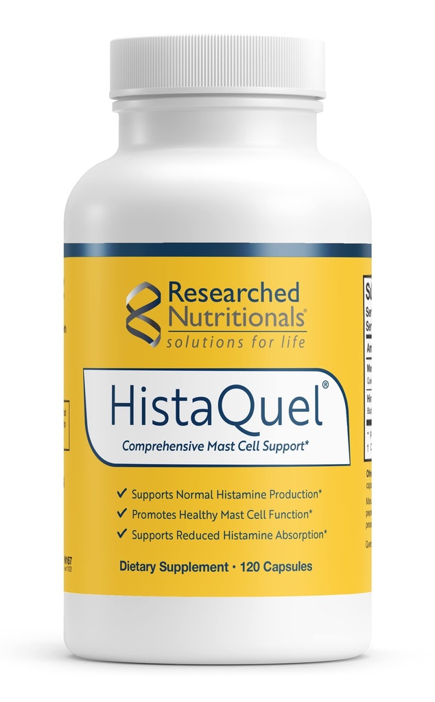 Uuritud Toitumisained HistaQuel - Dual-Action Histamine & Mast Cell Support Formula - Kliiniliselt uuritud Flavonoid & Taimne valem koos nõel ja must köömne seemneõli, 120 kapslit