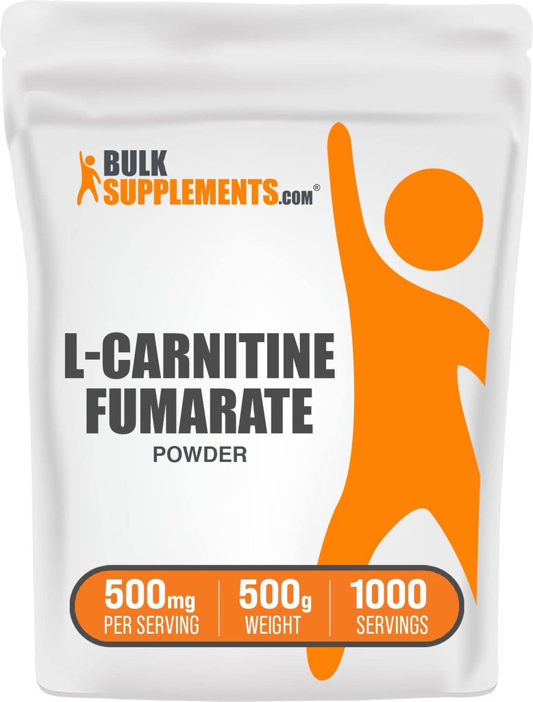 BulkSupplements.com L-karnitiin fumaraadi pulber - karnitiini lisand, spordi toitumine, L-karnitiin 500mg - gluteenivaba, 500mg per Serving, Gluteenivaba, 500g (1,1 naela) (pakk 1)