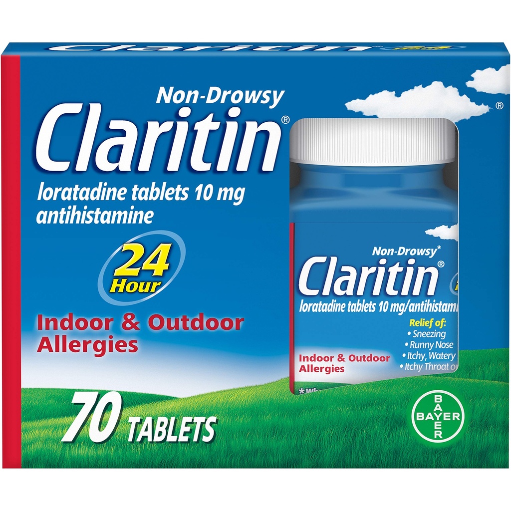 Claritin 24-tunnine allergiameditsiin , mitteuimas retseptiravim Tugevusallergia leevendus , loratadiin Antihistamiini tabletid , 70