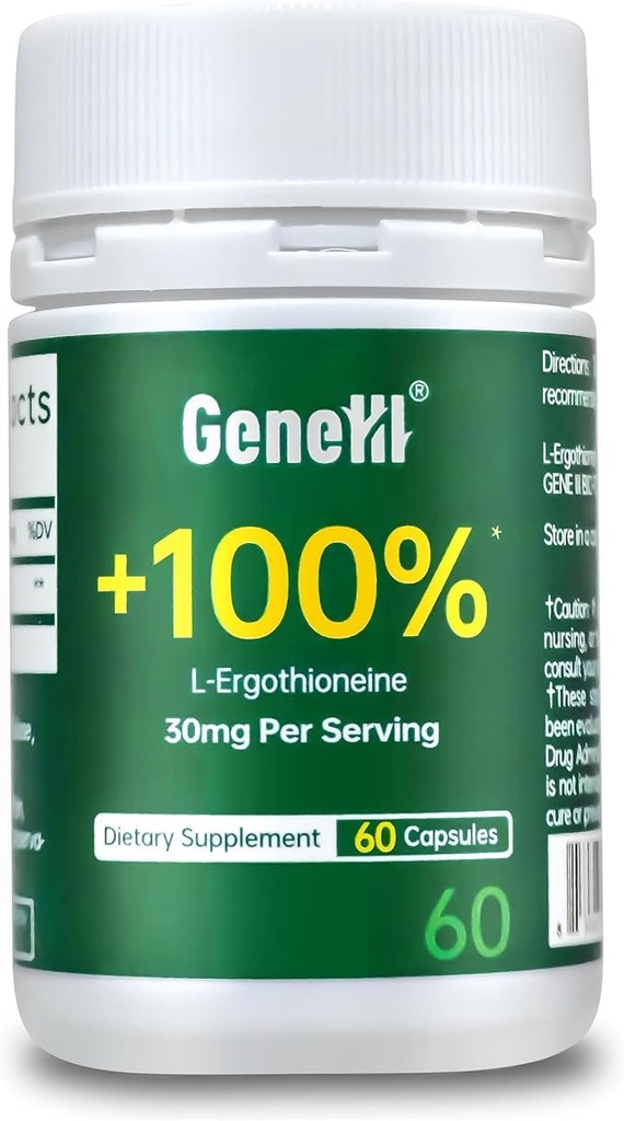 L-Ergothioneine Supplement, 30mg(EGT) / Serving, 6X ergotioneiin Seeneekstrakti täiendused Pikkus, immuunsuse tugi, südame tervis ja aju täiendus, Lab Testitud, valmistatud USA, 60 Servings