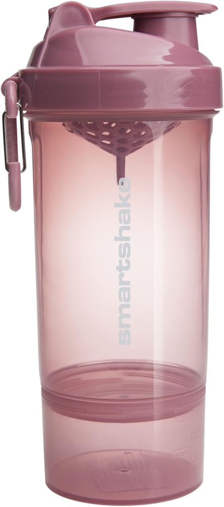 Smartshake O2GO ONE Plastic Protein Shaker Pudel 800 ml | 27oz - Leakproof Screw-on Lid - BPA Free - Unisex - Deep Rose