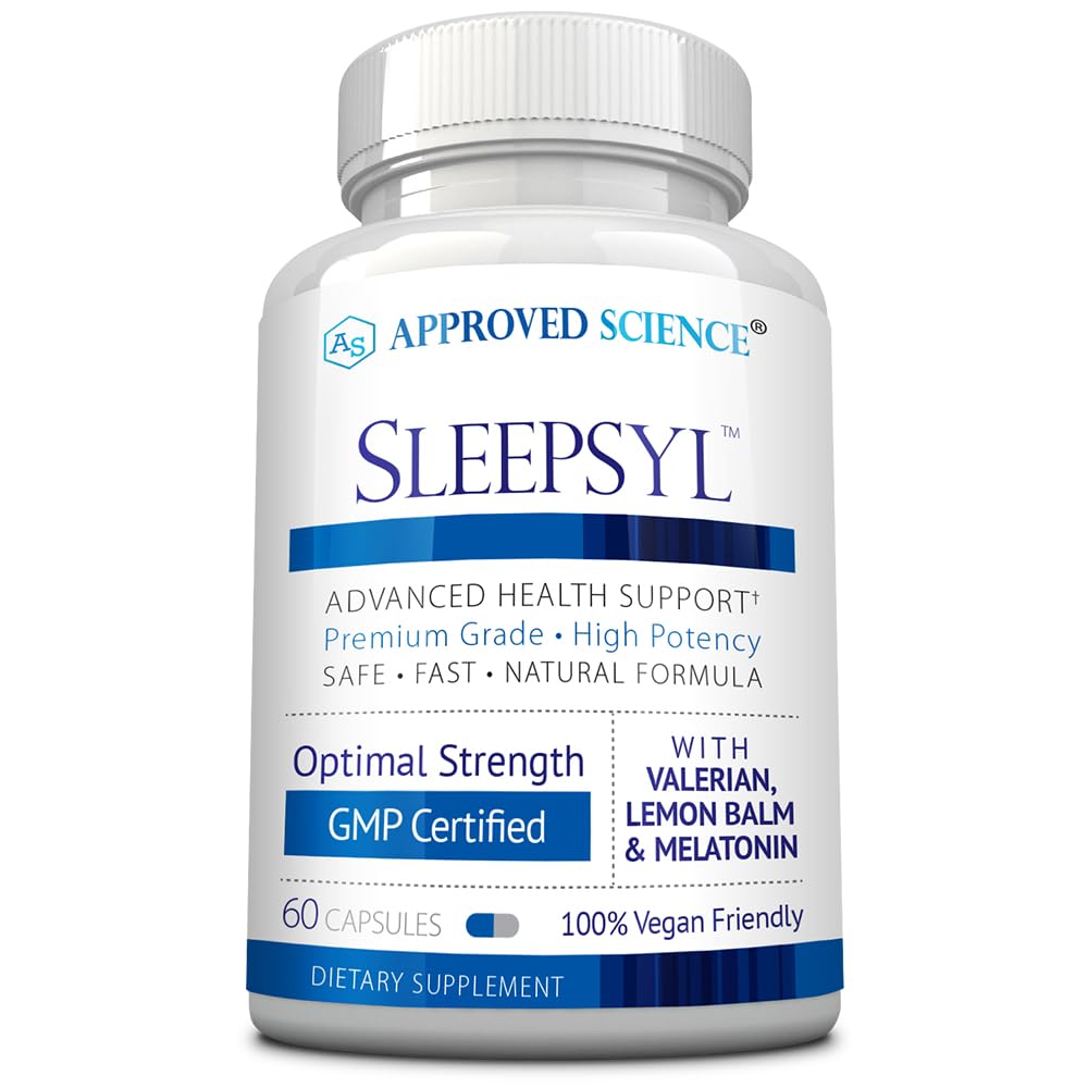 Heakskiidetud Science Sleepsyl - Sleep Supplement - Valerian Juur, sidrun Balm, melatoniin, kummel, L-Ornitiin - Vegan, 60 kapslit