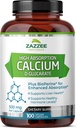Zazzee kõrge imendumine Kaltsium D-glükaraat , 500 mg kapsli kohta , 3 mg bioperiini tõhustatud imendumiseks , 100 vegankapslit , pluss brokoli 10: 1 ekstrakt , 100% taimetoitlane , CDG , looduslik ja mitte- GMO