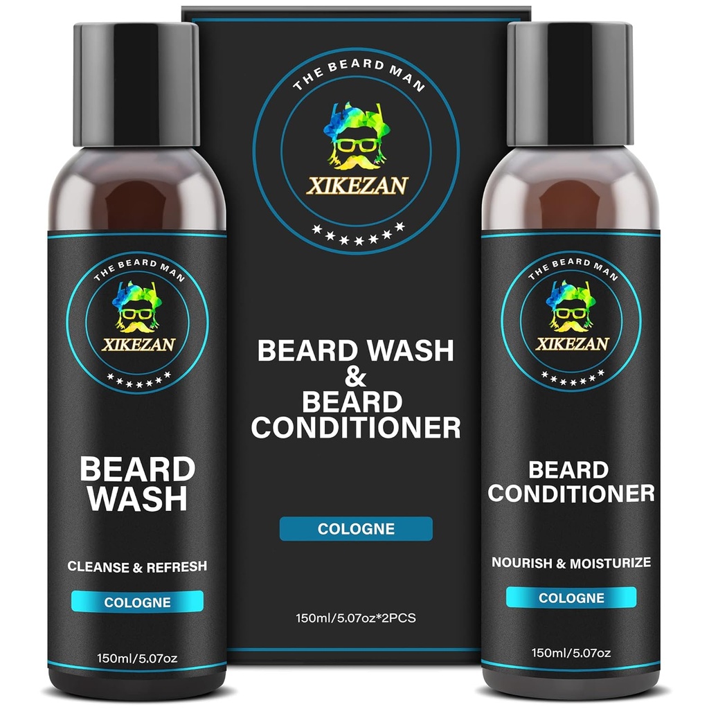 XIKEZAN Beard Wash & Beard Conditioner Natural Softener Set w/Argan & Jojoba Oils Smooths & Strongs Christmas Stocking Stuffers Isapäev Kingitused meestele Ta isa Poisssõber Abikaasa