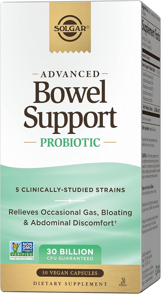 Solgar Bowel Support Probiootikum, 30 kapslit