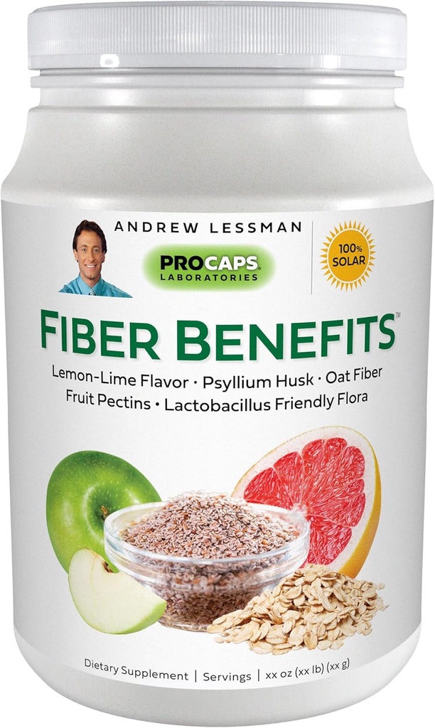 ANDREW LESSMAN Fiber Kasu Powder 120 Serving - Sidrun-Lime, õrn, looduslik lahustuv / lahustumatu kiud, soodustab korrapärasust, puhastamist. Psyllium Husk, Kaer, Õun, Greipfruit, Guar Guar Gum, Probiootikumid