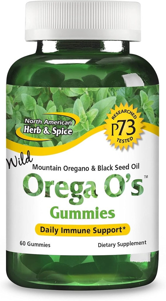 PÕHJA-AMEERIKA HERB & SPICE Orega O's - 60 Gummies Wild Mountain Oregano & Black Seed Oil - Non-GMO - 30 Servings