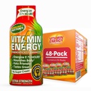 Vitamiinenergia Immuunsus + ekstra tugevus Energia Shot Fruit Punch 48 Pack, 260mg looduslik kofeiin, B-vitamiinid, tsitikoliin, roheline tee, immuunsuse ja fookuse toetus, null suhkur, gluteenivaba 1,93 fl oz