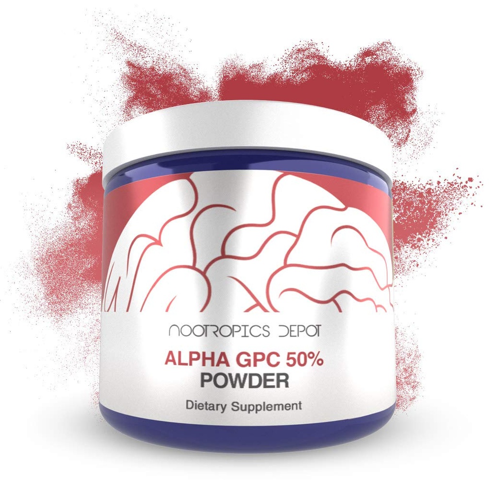 Nootropics Depot Alpha GPC pulber (50%) | 60 Grams | Kolinergiline täiendus | Aju tervise täiendus | toetab tervislikku ajufunktsiooni | Suurendab tunnetust, mälu + fookus