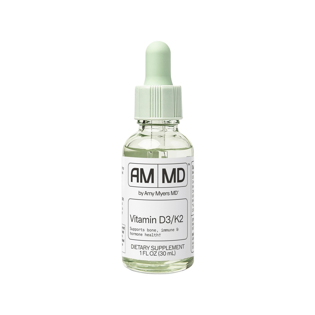 Amy Myers MD Vitamiin D3/K2 Vedelik - toetab luu tervist, immuunfunktsiooni ja hormoonide tasakaalu - kõrge imendumine - mitte-piim, gluteenivaba - 1 fl oz (30 serveerimist)