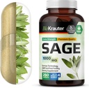 BIO KRAUTER Sage Supplement kapslid 1000 mg - 250 Vegan kapslid - toidulisand Salvia Officinalis - Immuunsüsteemi ja seedetrakti tugi - rikas antioksüdante