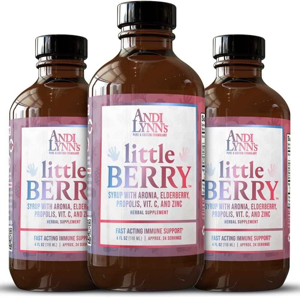 Andi Lynn's LittleBerry, Elderberry Syrup lastele, kellel on C-vitamiin ja tsink, kiire toimega immuunsuse tugi, 4 oz (3-Pack)