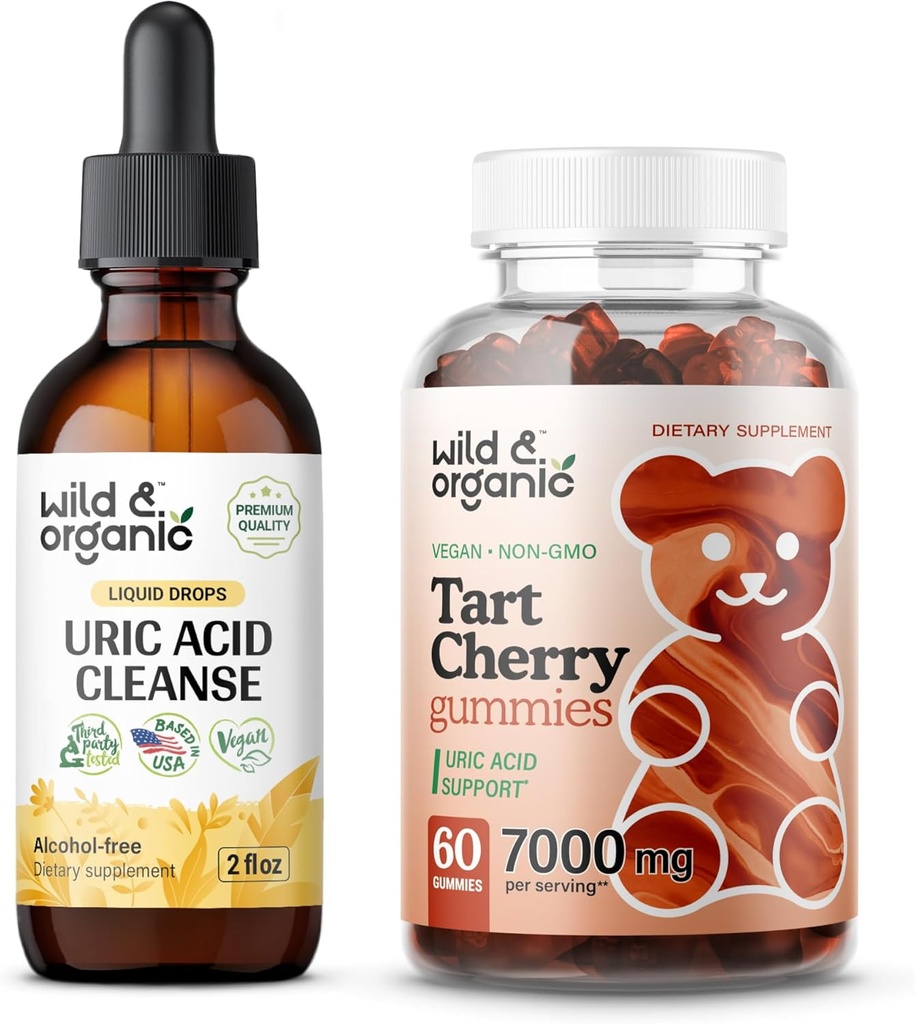 Wild & Organic Uric Acid Cleanse Tinktuur 2 fl oz & Tart Cherry Gummies