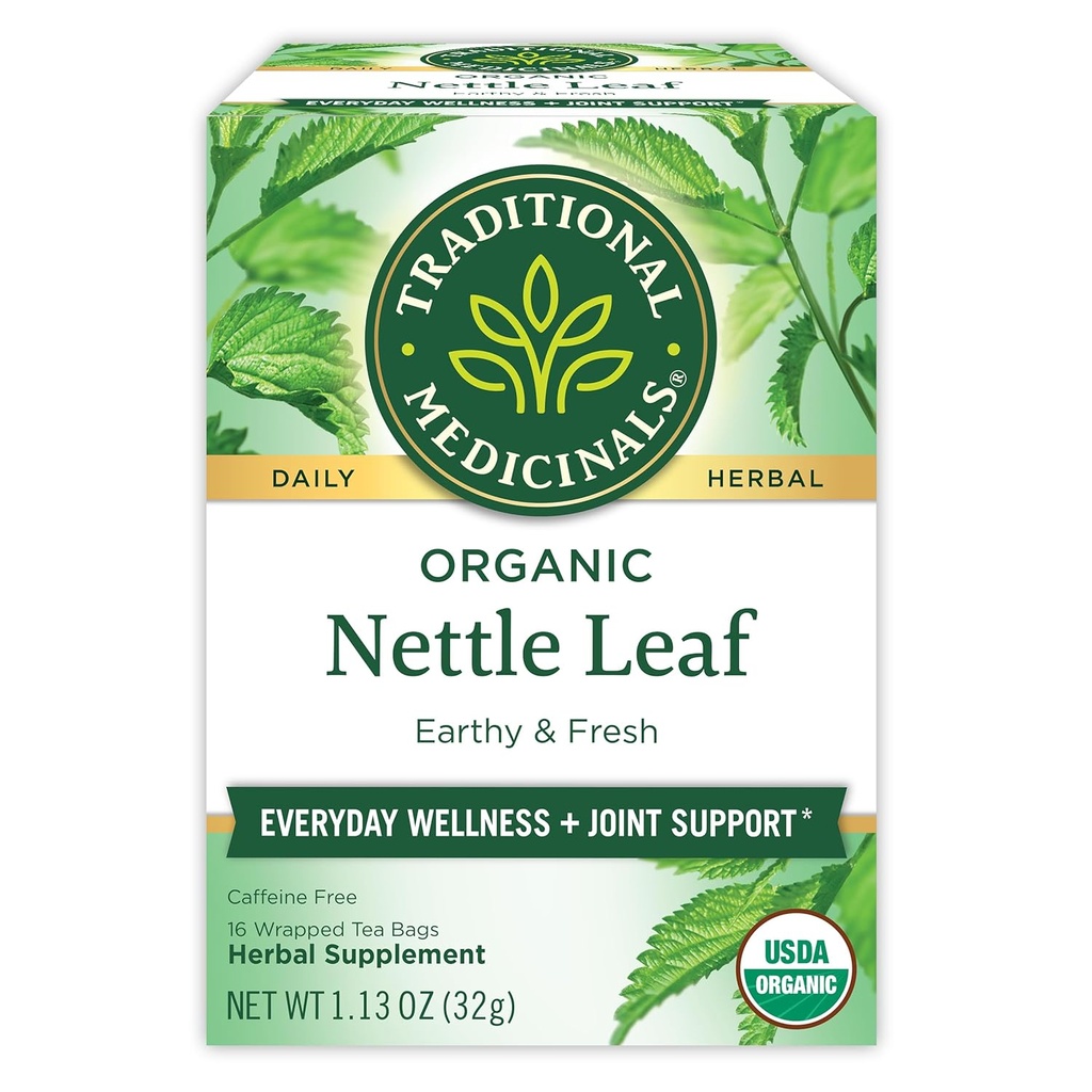 Traditsioonilised ravimid Orgaaniline Nettle Leaf Taimne tee, toetab ühist tervist ja üldist heaolu, (pakk 1) - 16 teekotid