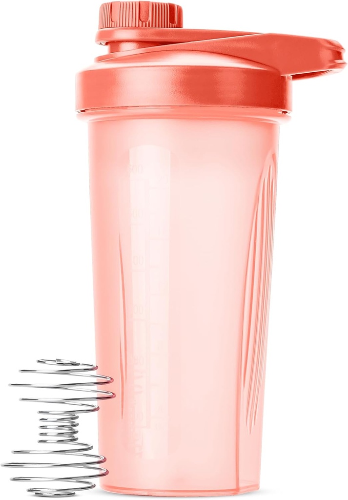 Mr. Pen- Shaker Bottle for Protein Mixs, 28 oz, Coral Pink with Twist Cap ja Wire Whisk Ball, Mixer Cup for Shakes