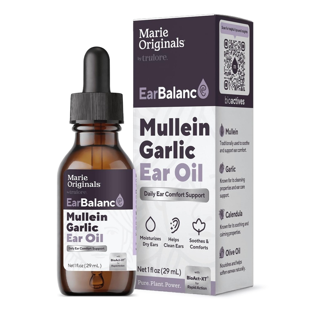 Marie Originals Natural Ear Oil Drops | Mullein Küüslauguõli Kõrvatilgad Infektsiooni Ennetamiseks, Taimne Kõrvavalu Tilgad Täiskasvanutele, Lastele Ja Lemmikloomadele, Soothes Kõrvavalu & Vaha Eemaldamine, Kõrvavalu Abinõud (1 Pack)