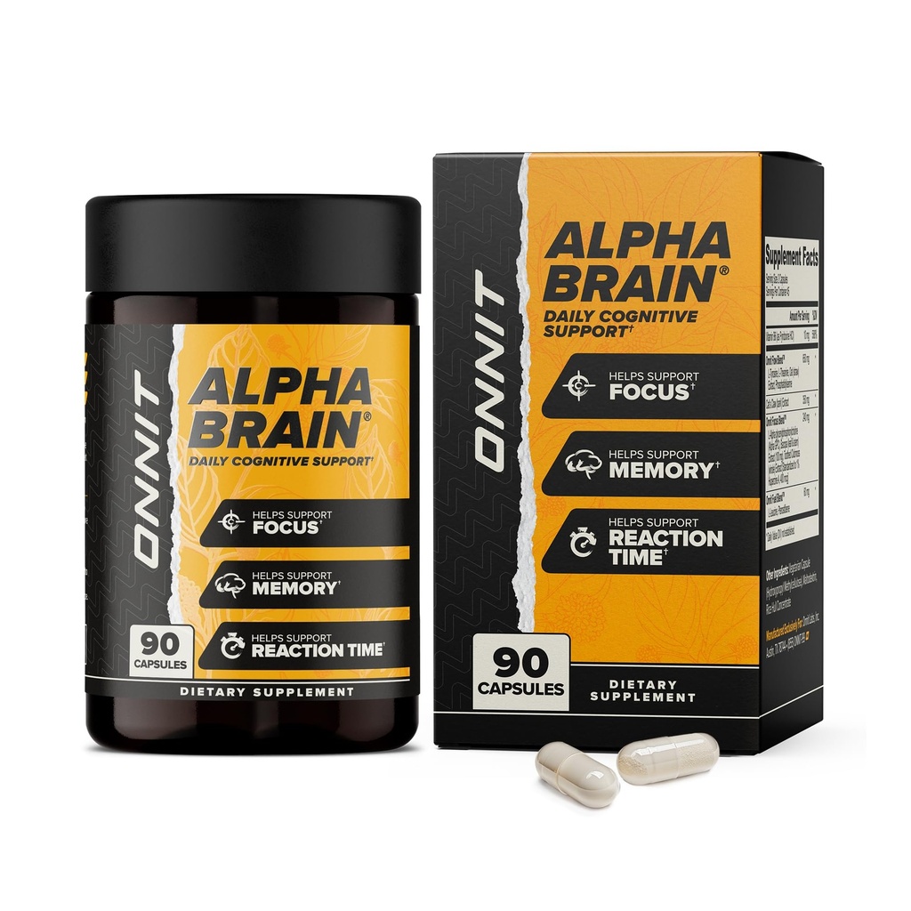 ONNIT Alfa Aju Nootroopne Aju Täiendus Keskendumiseks, Mälu, Vaimne Selgus, Kognitiivne Tugi L-Theanine ja Vitamiin B6, 90 Loe