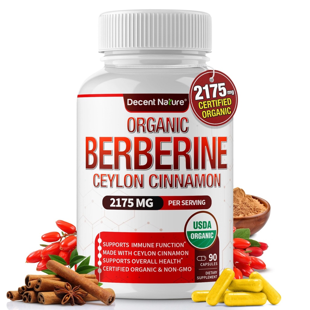 Orgaaniline berberiin Ceylon Cinnamon 2175mg - Premium berberine täiendada kõrge puhtusastmega ekstrakt USDA Orgaaniline, toetada immuunsüsteemi, Berberine Plus Complex, Non-GMO Vegan meestele Naised 90 kapslit
