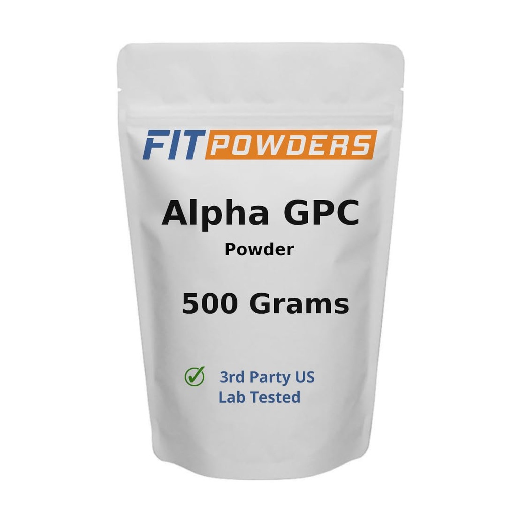 Alpha-GPC Powder 500 Grams, Non-GMO Alpha GPC Supplement Choline Powder, Vegan, Kolmanda osapoole testitud, Pre-Workout, Mälu ja Focus, Scoop