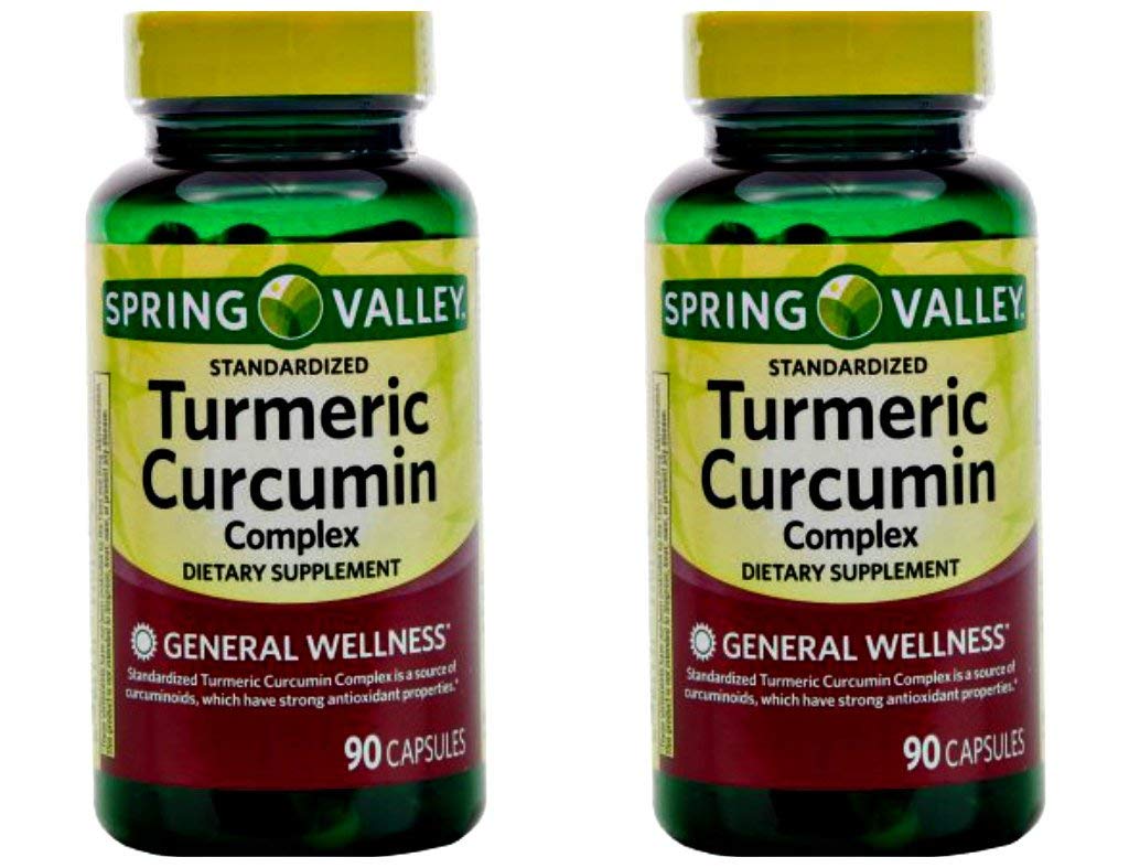 Spring Valley Standerdized keeruline kurkumiini toidulisand kapslid, 500 mg, 90 arv, 2 pk